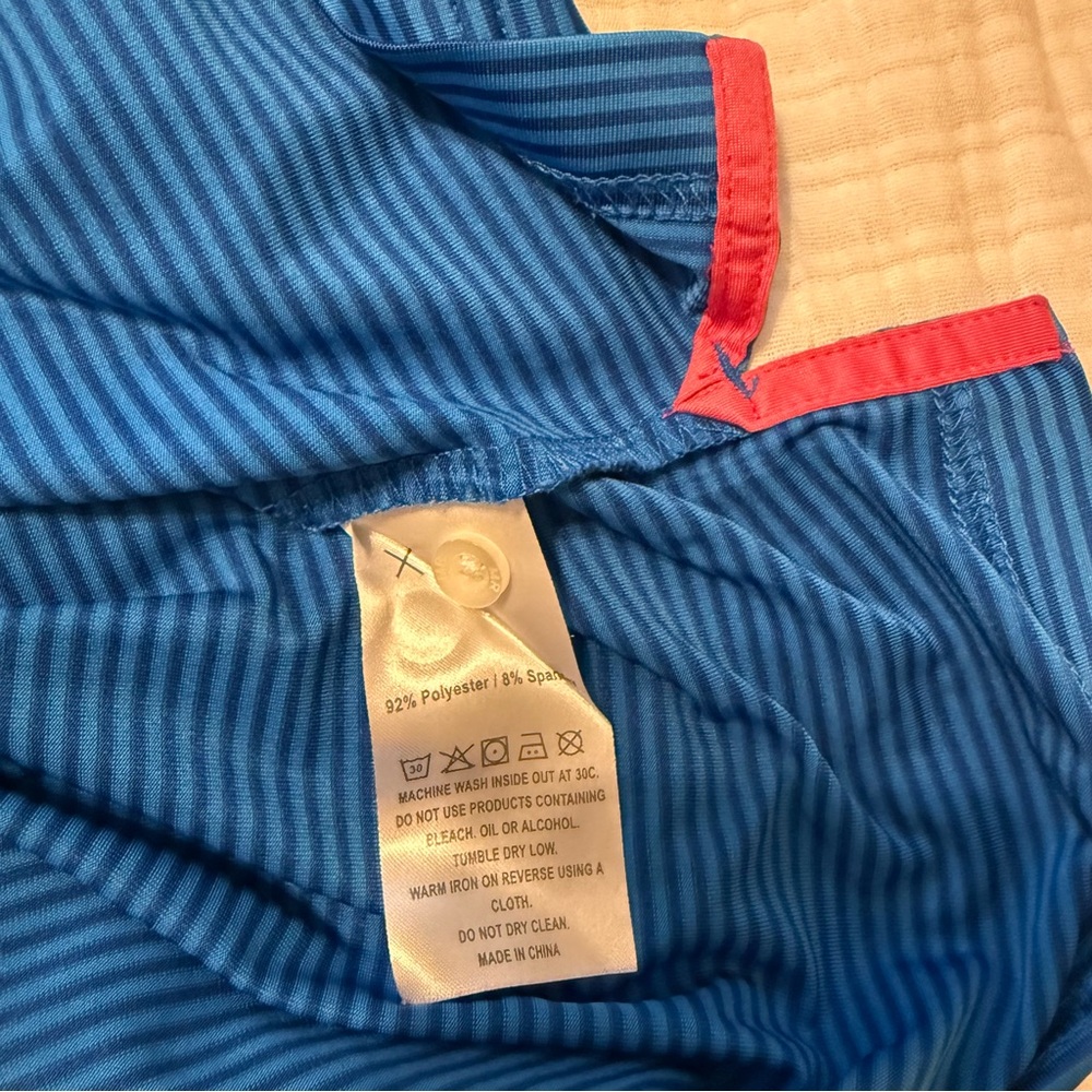 Men’s Dri Fit Performance Polo Blue Striped Golf Shirt XL Michel Rouen - Picture 4 of 4